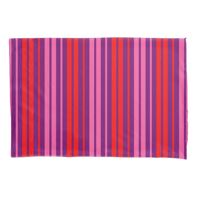 Purple Pink Red Vertical Stripes Design   Pillowcase (Front)