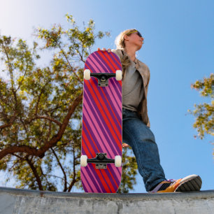 Purple Pink Red Vertical Stripes Design Skateboard