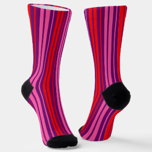 Purple Pink Red Vertical Stripes Design Socks