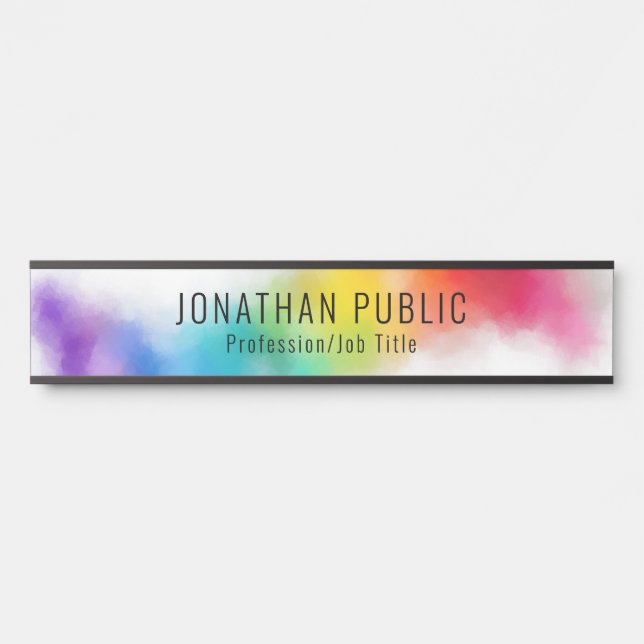 Purple Pink Red Yellow Blue Green Modern Colourful Door Sign (Front)