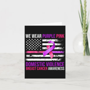 Purple Pink Ribbon Flag Breast Cancer And Domestic Card