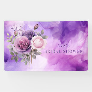 Purple Pink Rose Alcohol Garden Bridal Shower Banner