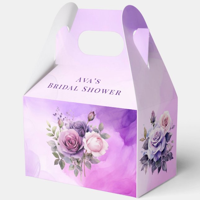 Purple Pink Rose Alcohol Garden Bridal Shower Favour Box (Back)