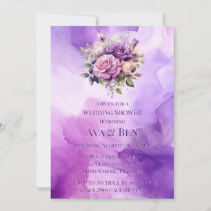 Purple Pink Rose Alcohol Garden Wedding Shower Invitation