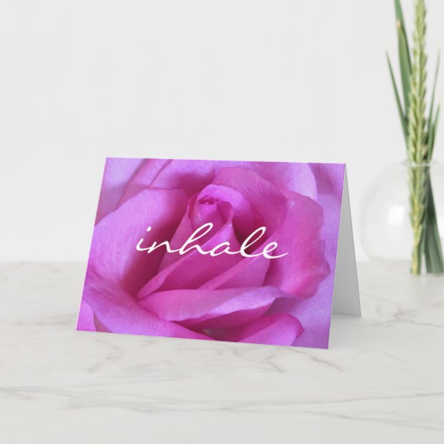 Purple Pink Rose Flower Inhale Photography Modern Card (Front)