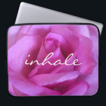 Purple Pink Rose Photo Inhale Quote Modern Bold Laptop Sleeve<br><div class="desc">A close-up photo of a vibrant purple-pink rose makes you want to "stop and smell the flowers". Relax and inhale the beauty of this photograph whenever you use this stunning photography neoprene laptop sleeve. This laptop sleeve comes in three sizes: 15", 13", and 10”. Makes a great gift for someone...</div>