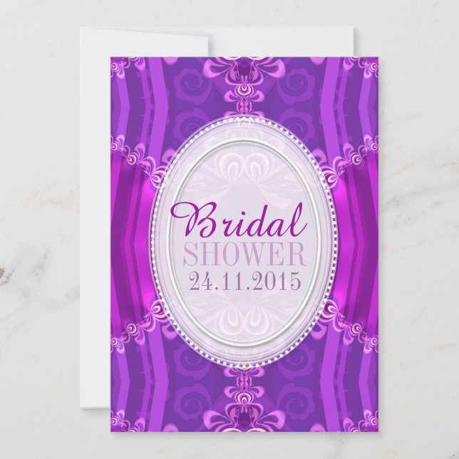 Purple Pink Satin Lace Bridal Shower Invitation (Front)