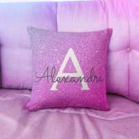 Purple Pink Sparkle Glitter Monogram Name