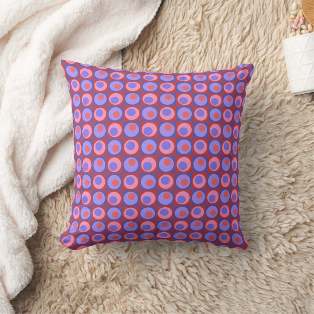 Purple Pink Square Dot Geometric Pattern  Throw Pi Cushion (Blanket)