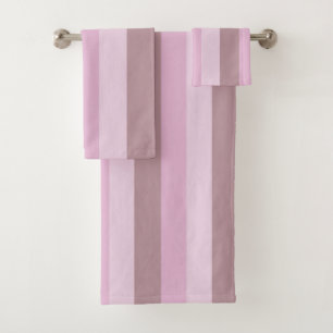 Purple Pink Striped Ombre Bath Towel Set