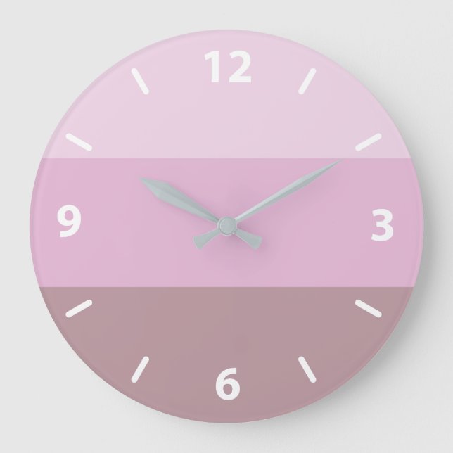 Purple Pink Striped Ombre Large Clock (Front)