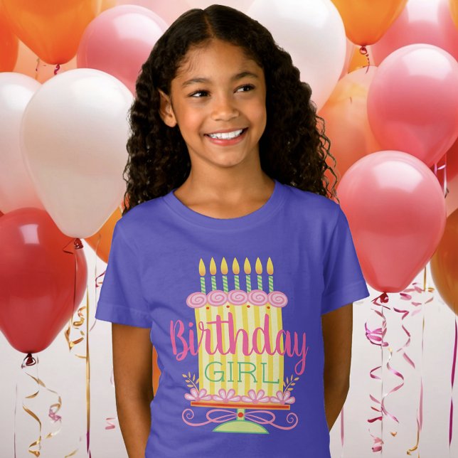 Purple Pink Sweet Whimsical Birthday Girl T-Shirt (Creator Uploaded)