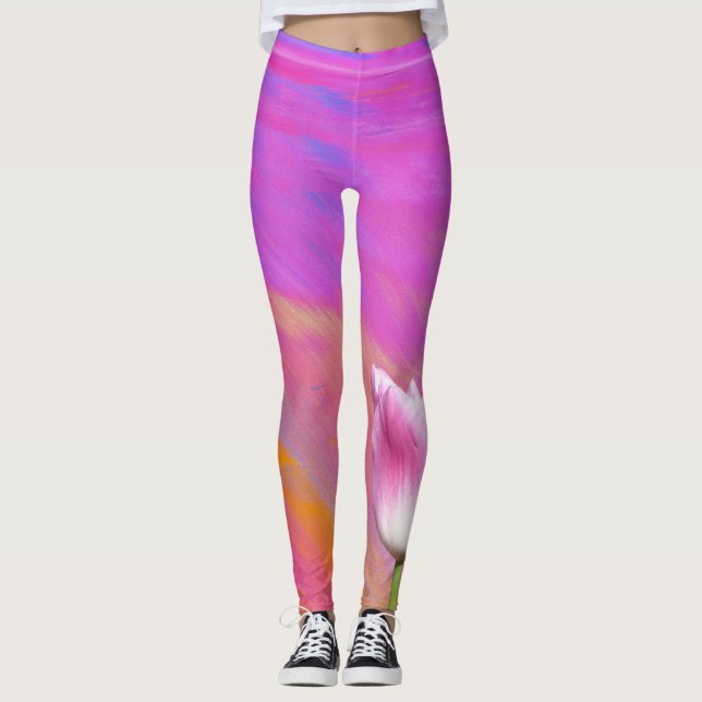Purple Pink Swirl Tulip Leggings (Front)