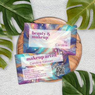 Purple Pink Teal Aqua Blue Gold Marble Art Pattern Business Card