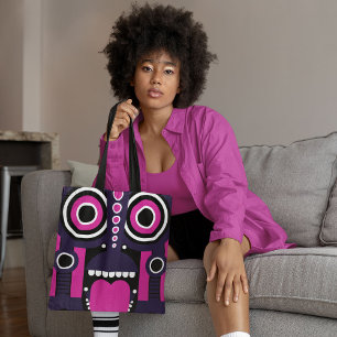 Purple Pink Tiki Art Tote Bag
