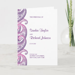 Purple & Pink Traditional Indian Paisley Wedding Programme