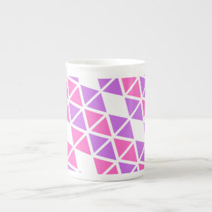 Purple Pink triangle Pattern Bone China Mug