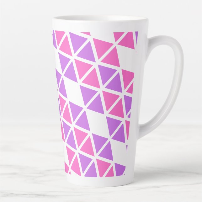 Purple Pink triangle Pattern Latte Mug (Right)
