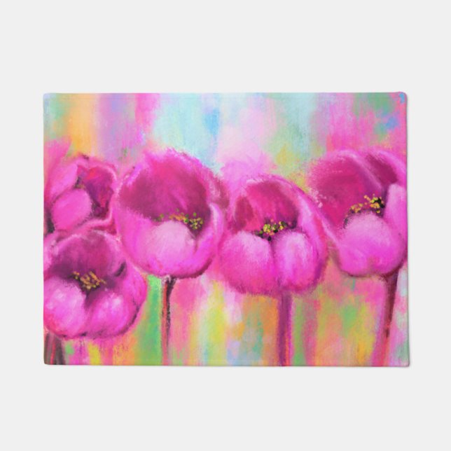 Purple Pink Tulip Doormat (Front)