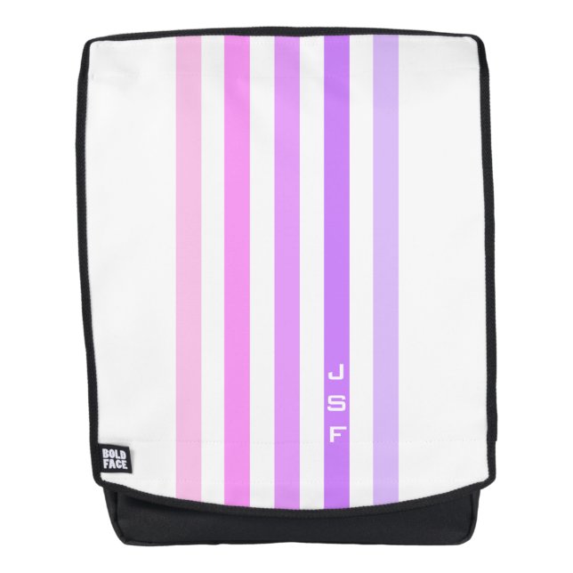 Purple & Pink Vertical Stripes Monogram Backpack (Front)
