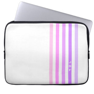 Purple & Pink Vertical Stripes Monogram Laptop Sleeve