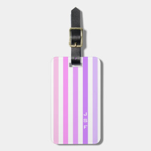 Purple & Pink Vertical Stripes Monogram Luggage Tag