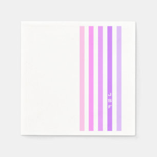Purple & Pink Vertical Stripes Monogram Napkin