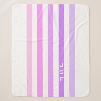 Purple & Pink Vertical Stripes Monogram Sherpa Blanket