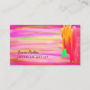 Purple Pink Watercolor Abstract Painted Artist Business Card