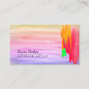 Purple Pink Watercolor Abstract Painted Artist Business Card
