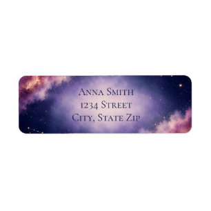 Purple Pink Watercolor Celestial Wedding Address