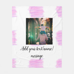 Purple pink watercolor father son dad add image te fleece blanket