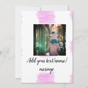 Purple pink watercolor father son dad add image te invitation