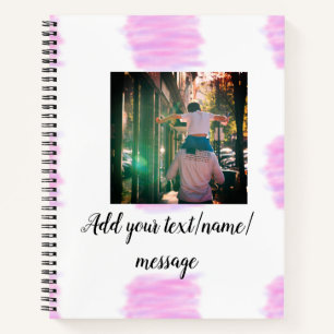 Purple pink watercolor father son dad add image te notebook