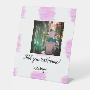 Purple pink watercolor father son dad add image te pedestal sign