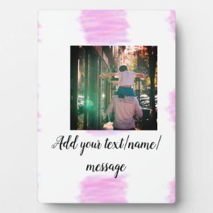 Purple pink watercolor father son dad add image te plaque