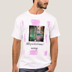 Purple pink watercolor father son dad add image te T-Shirt