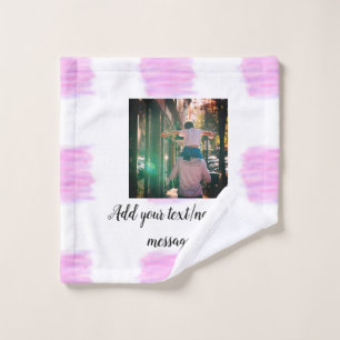 Purple pink watercolor father son dad add image te wash cloth