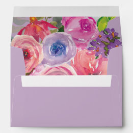 Purple Pink Watercolor Floral 5x7 Envelope