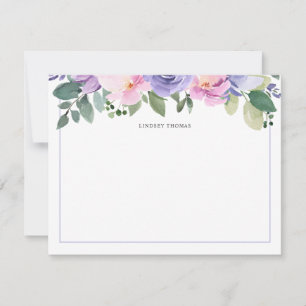 Purple Pink Watercolor Floral Personalised Card