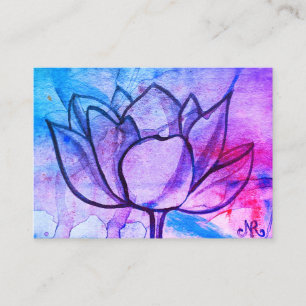 Purple Pink Watercolor Flower Elegant Artsy Lotus Business Card