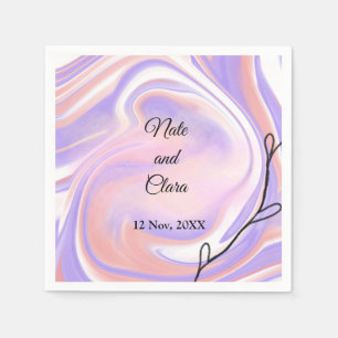 Purple pink watercolor handpainted wedding custom napkin