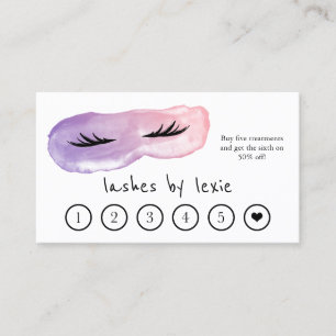 Purple & Pink Watercolor Lash Artist Loyalty Business Card