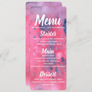 Purple & Pink Watercolor Menu Invitation