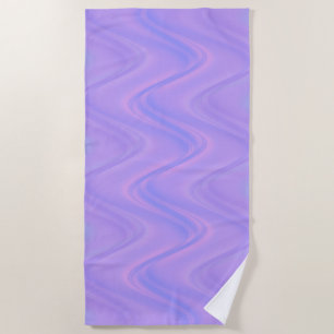 Purple Pink Wavy Lines Pattern Beach Towel