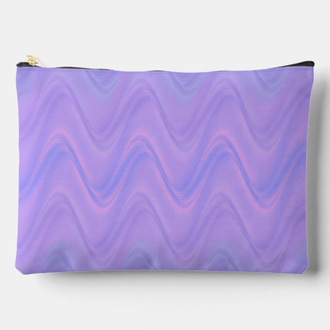 Purple Pink Wavy Lines Pattern Large Accessory Pouch (Front)