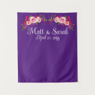 Purple Pink Wedding Backdrop Reception Photo Booth Tapestry