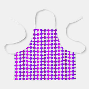 Purple Pink White Chequered Diamond Pattern Apron