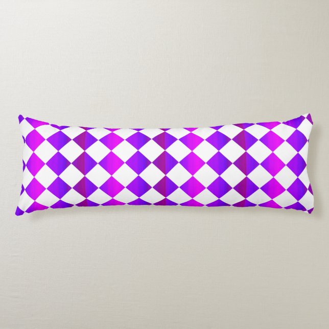Purple Pink White Chequered Diamond Pattern  Body Cushion (Front)