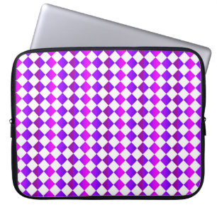 Purple Pink White Chequered Diamond Pattern Laptop Sleeve